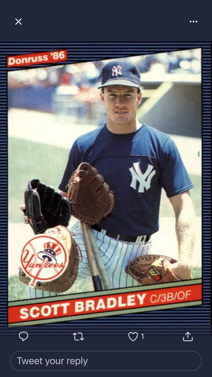 Scott Bradley’s 1986 Donruss New York Yankees baseball card